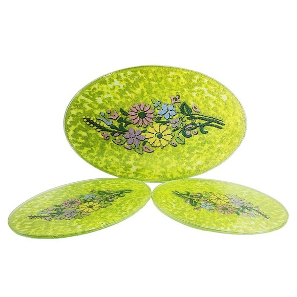 Temptations by Tara Glass Floral Trivets Cutting Boards Inserts - Picture 2 of 4